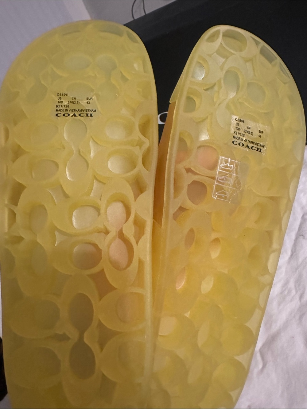 Coach Translucent Yellow Slide Sandals - Picture 4 of 5